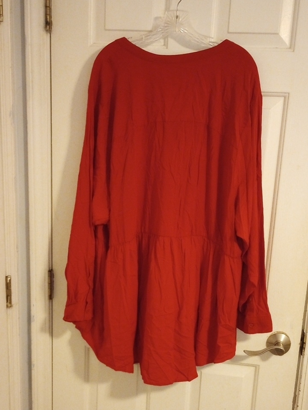 Orange-Red Button Front Tunic - Picture 7 of 7